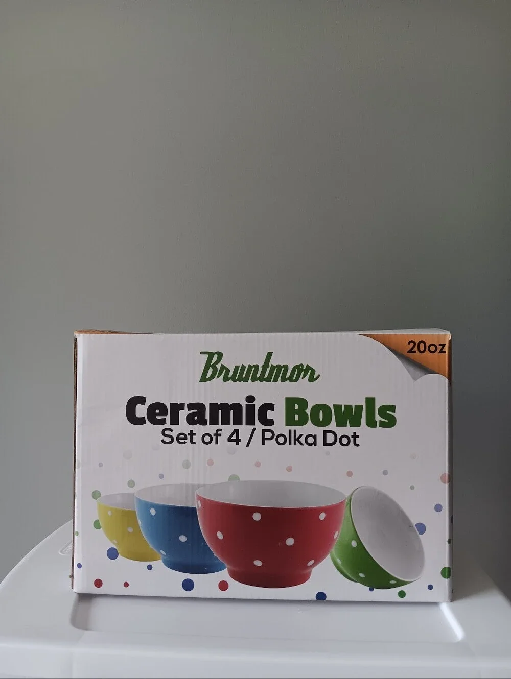 Bruntmor Ceramic Bowls Set Of 4 Polka Dots 20 Oz Red Blue Green Yellow White